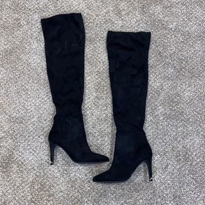 Thigh high suede boots